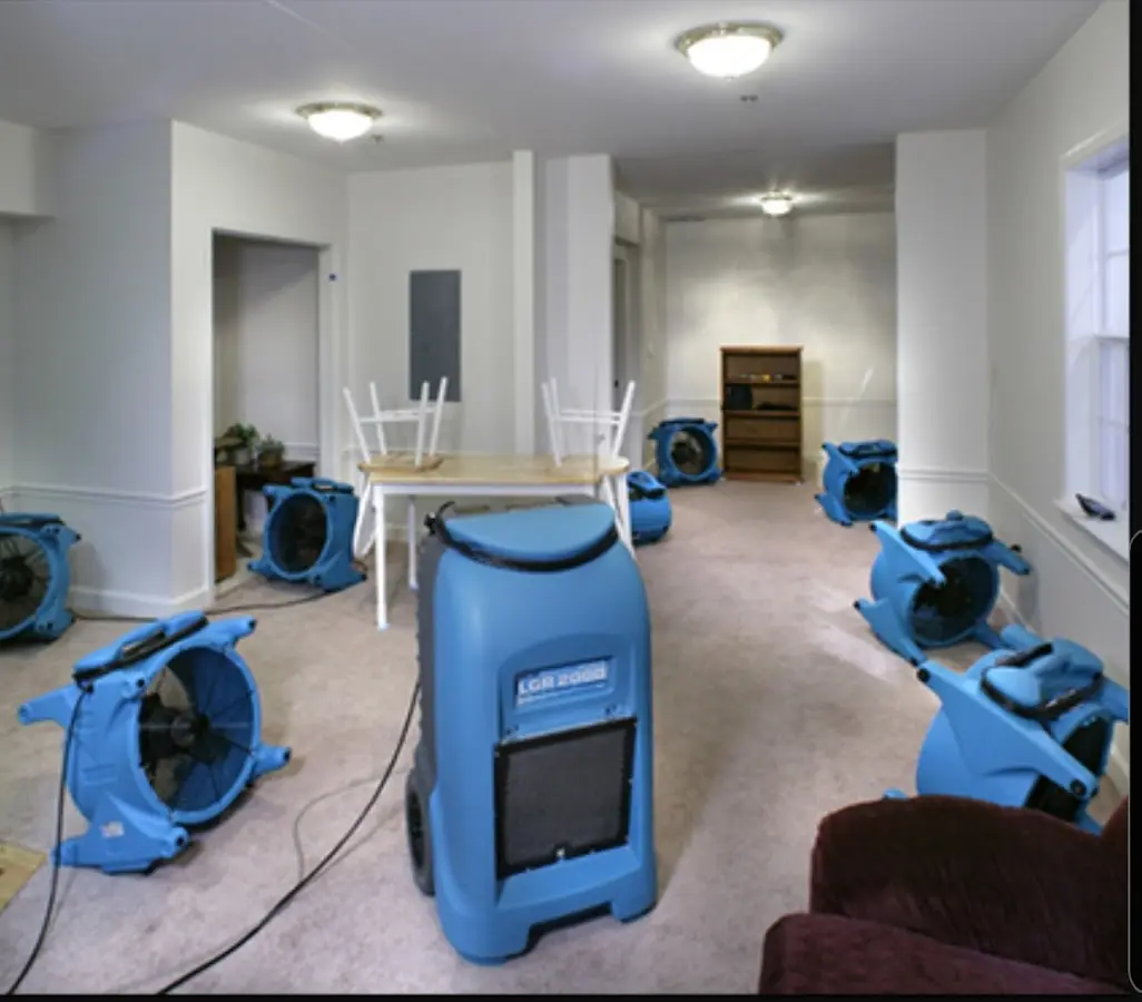 Air movers and dehumidifier setup for Water Extraction & Removal in Elk Grove
