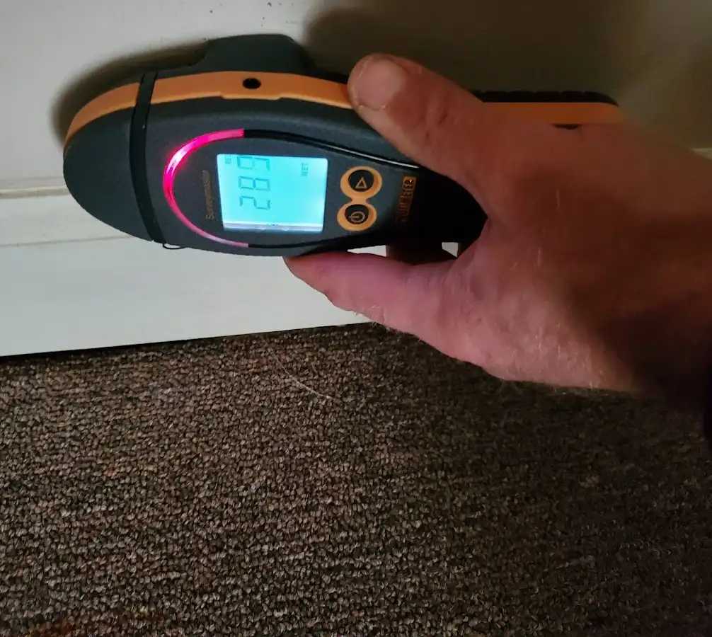 Moisture detection at baseboard during Storm Damage Restoration in Elk Grove